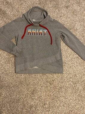 Ariat Heather Gray Hoodie with Red Drawcords and Multicolor Logo